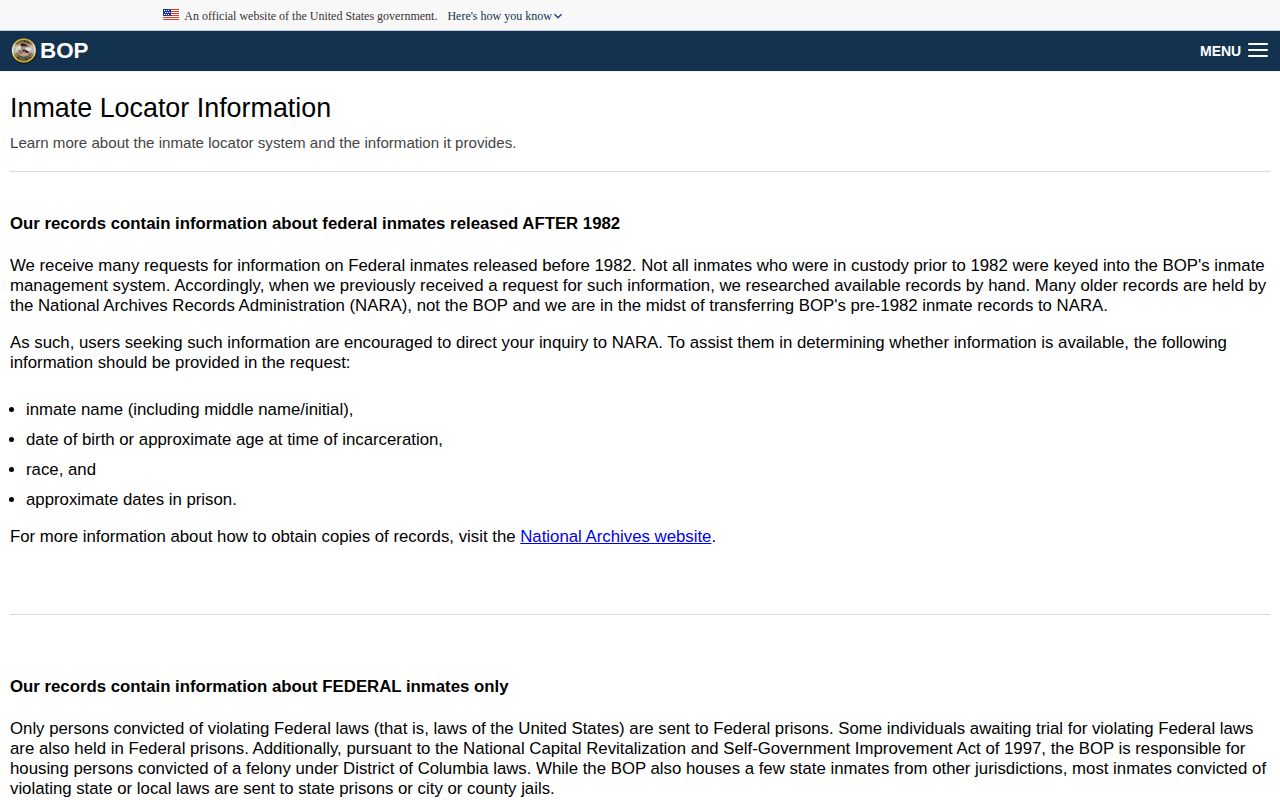 Federal Bureau of Prisons release result guidance for Clark County